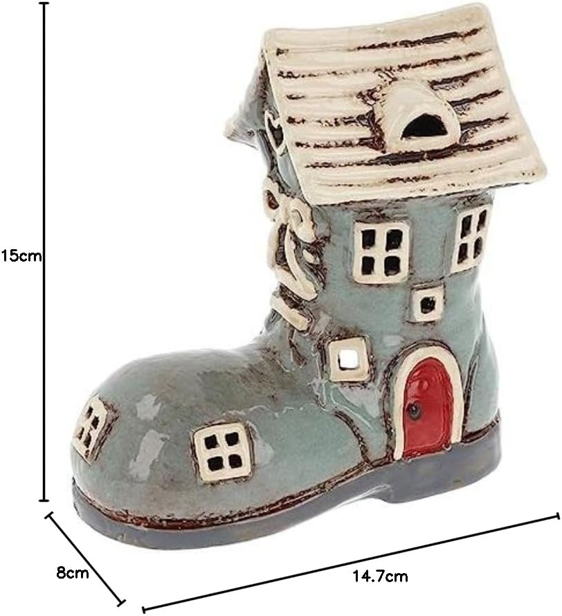 π’ Village Pottery Ceramic Boot House Tealight Holder β Grey & Cream Glazed Cottage Lantern | A2MerchAndMore