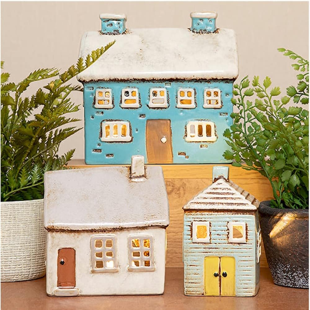π―οΈ Village Pottery Large House Tealight Holder β Glazed Ceramic Cottage Lantern