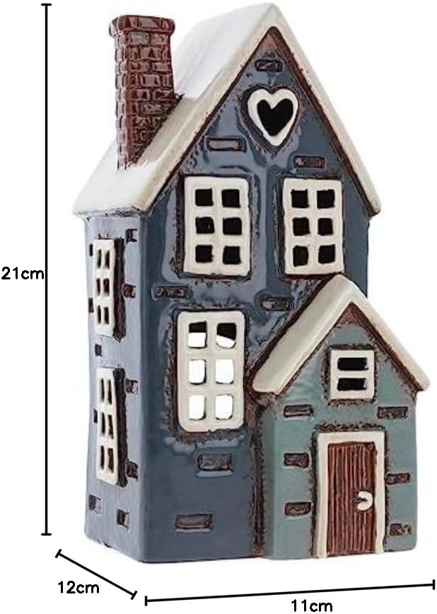 Village Pottery Navy “Porch House” Ceramic Tealight Holder – Large