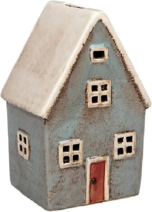 🌿 Village Pottery White Ceramic Tealight House Lantern – Minimalist Cottage Candle Holder | A2MerchAndMore