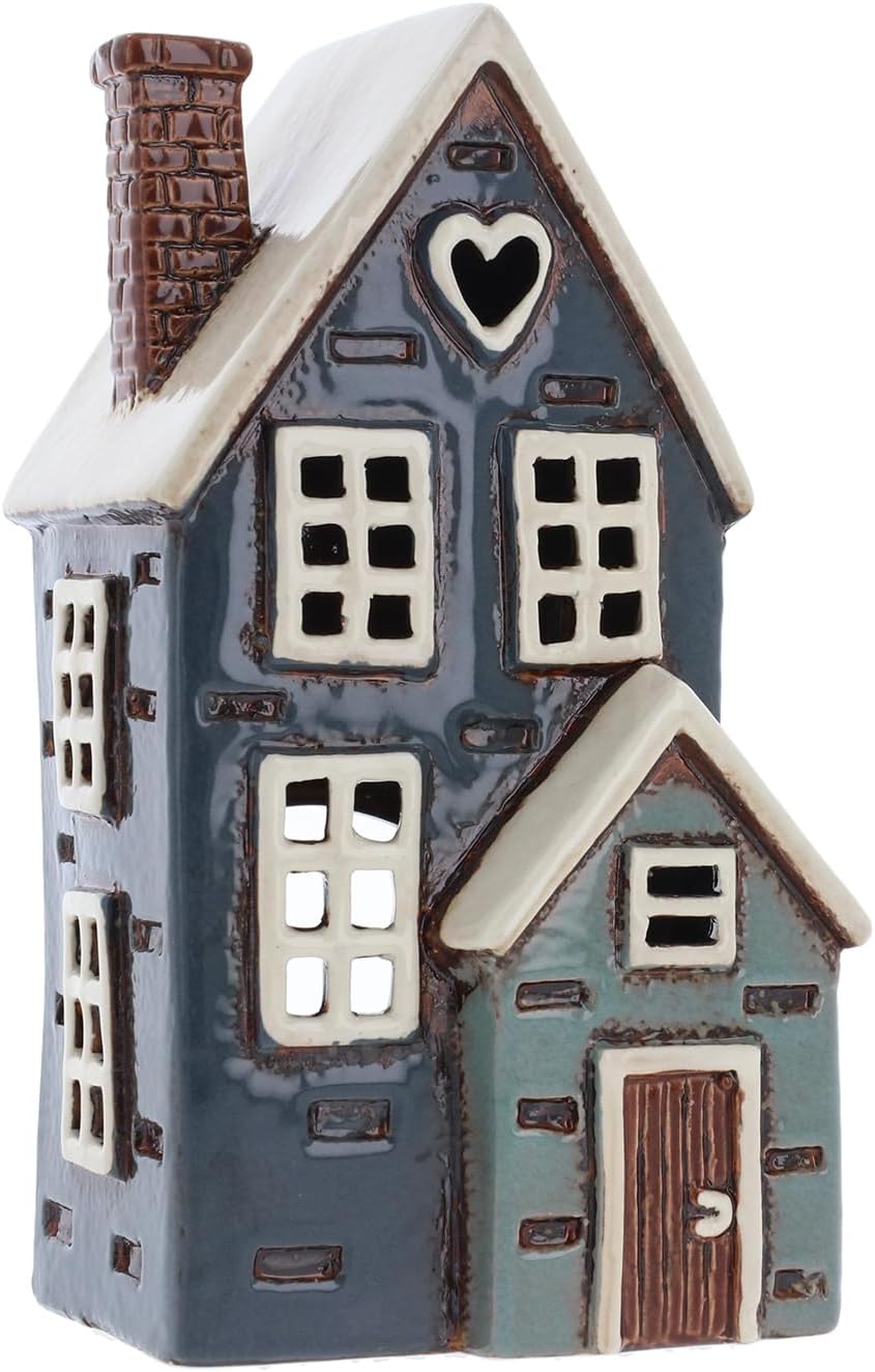 Village Pottery Navy “Porch House” Ceramic Tealight Holder – Large