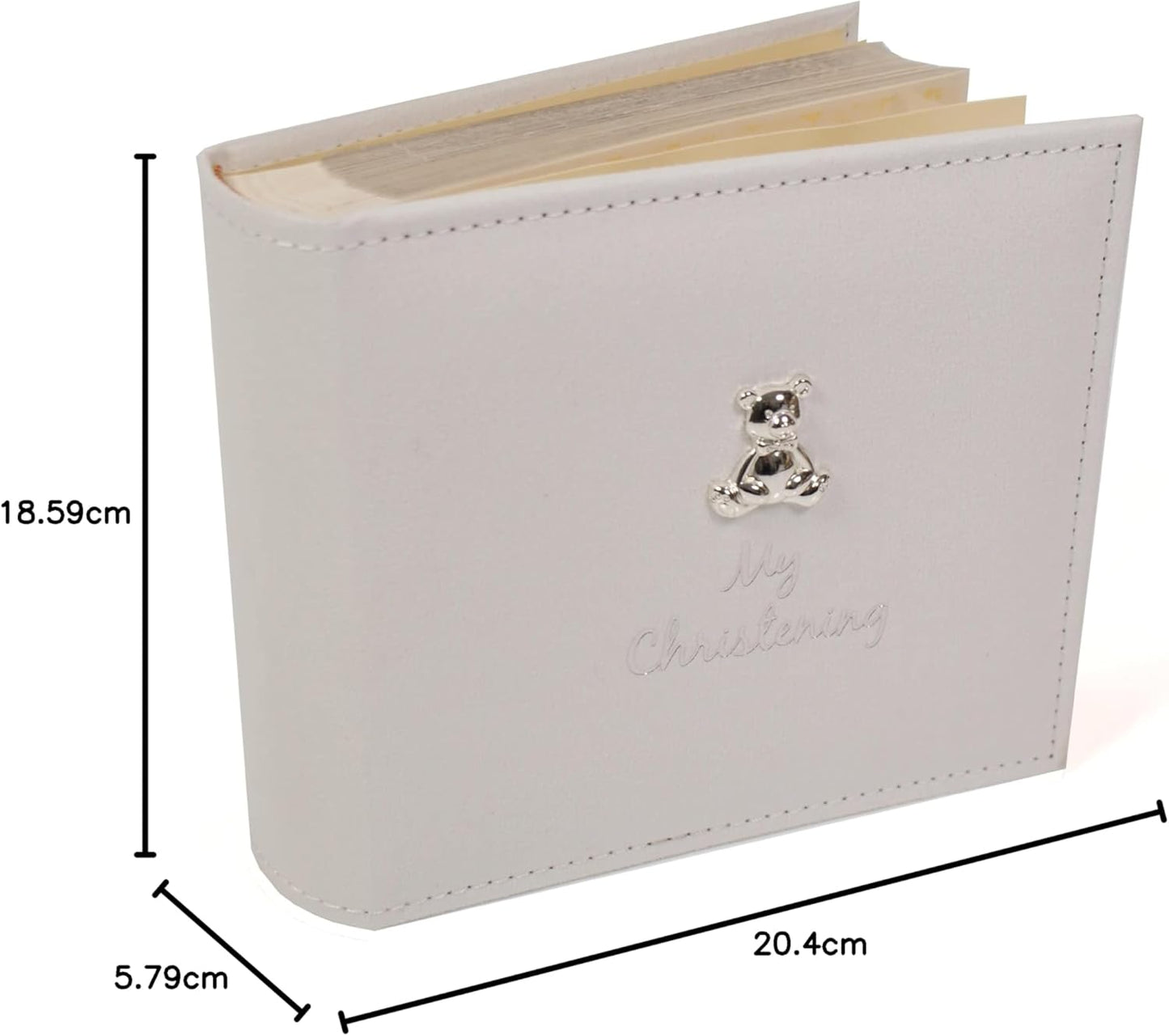 White Suede “My Christening” Photo Album with Silver Teddy – Shudehill 79510