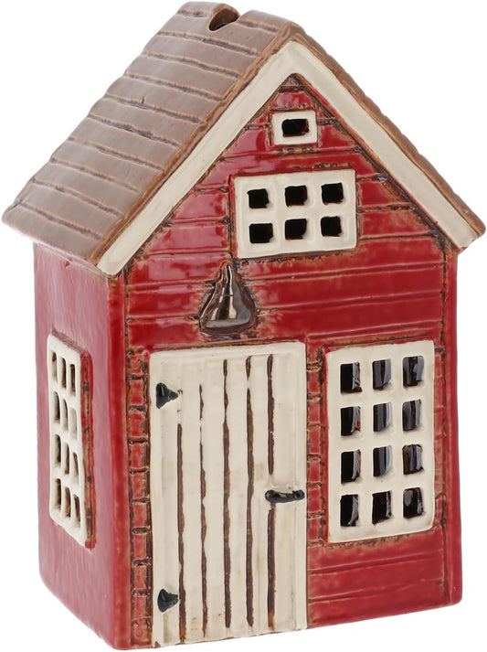 🏠 Village Pottery Holiday House Tealight Holder – Red Ceramic Christmas Cottage Lantern | A2 Merch and More