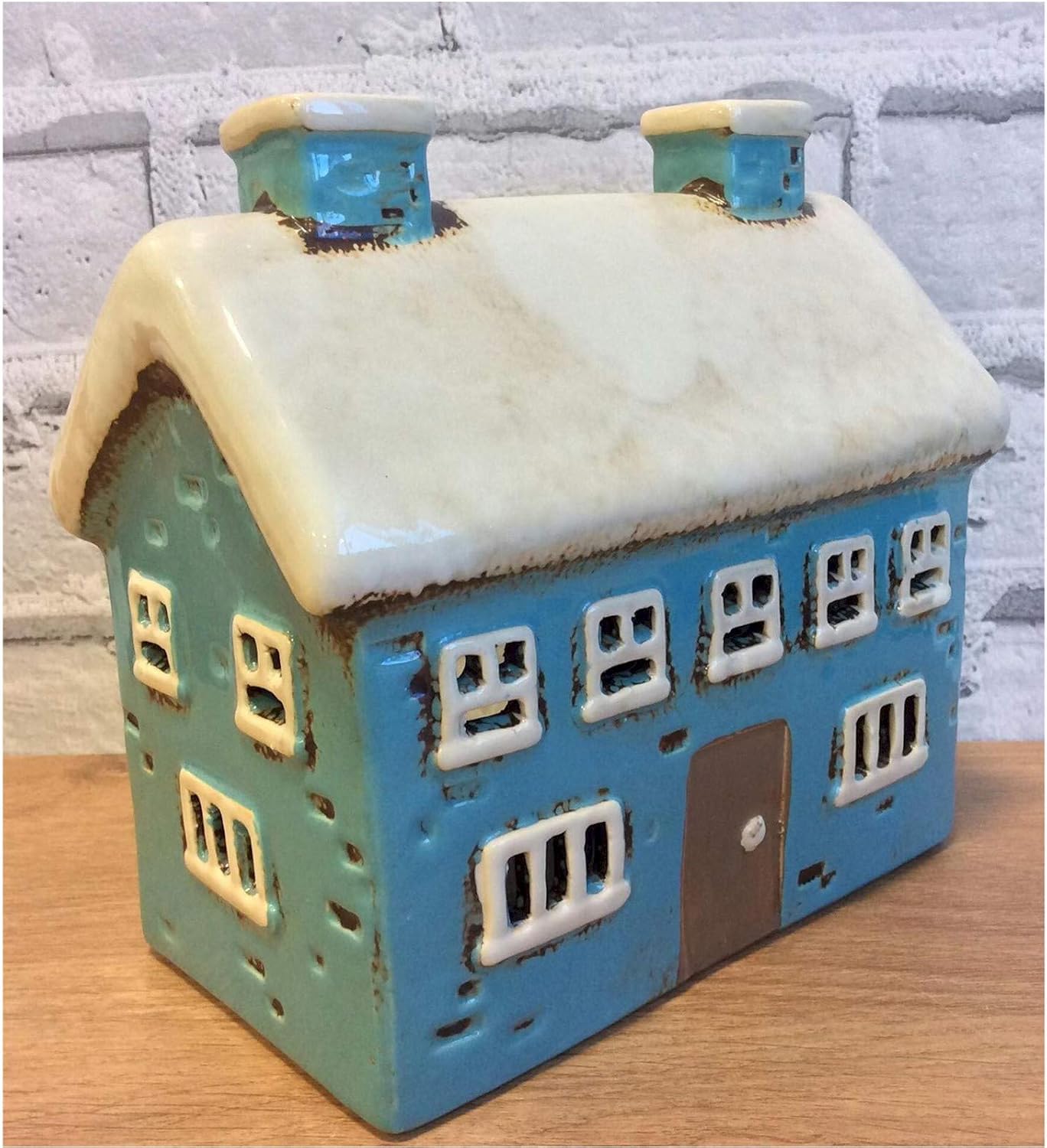 🕯️ Village Pottery Large House Tealight Holder – Glazed Ceramic Cottage Lantern