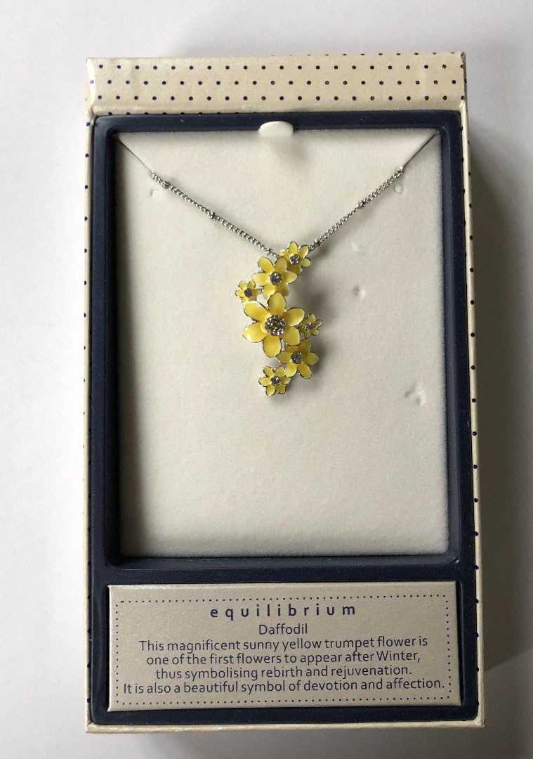 🌼 Equilibrium Radiant Daffodil Cluster Necklace – Crystal Flower Pendant | Gift Boxed