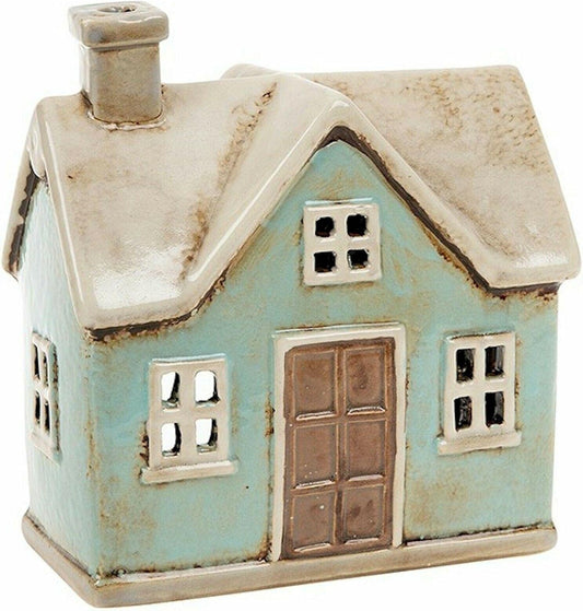 🏡 Village Pottery Medium Ceramic Tealight House – Duck Egg Blue Glazed Cottage Lantern