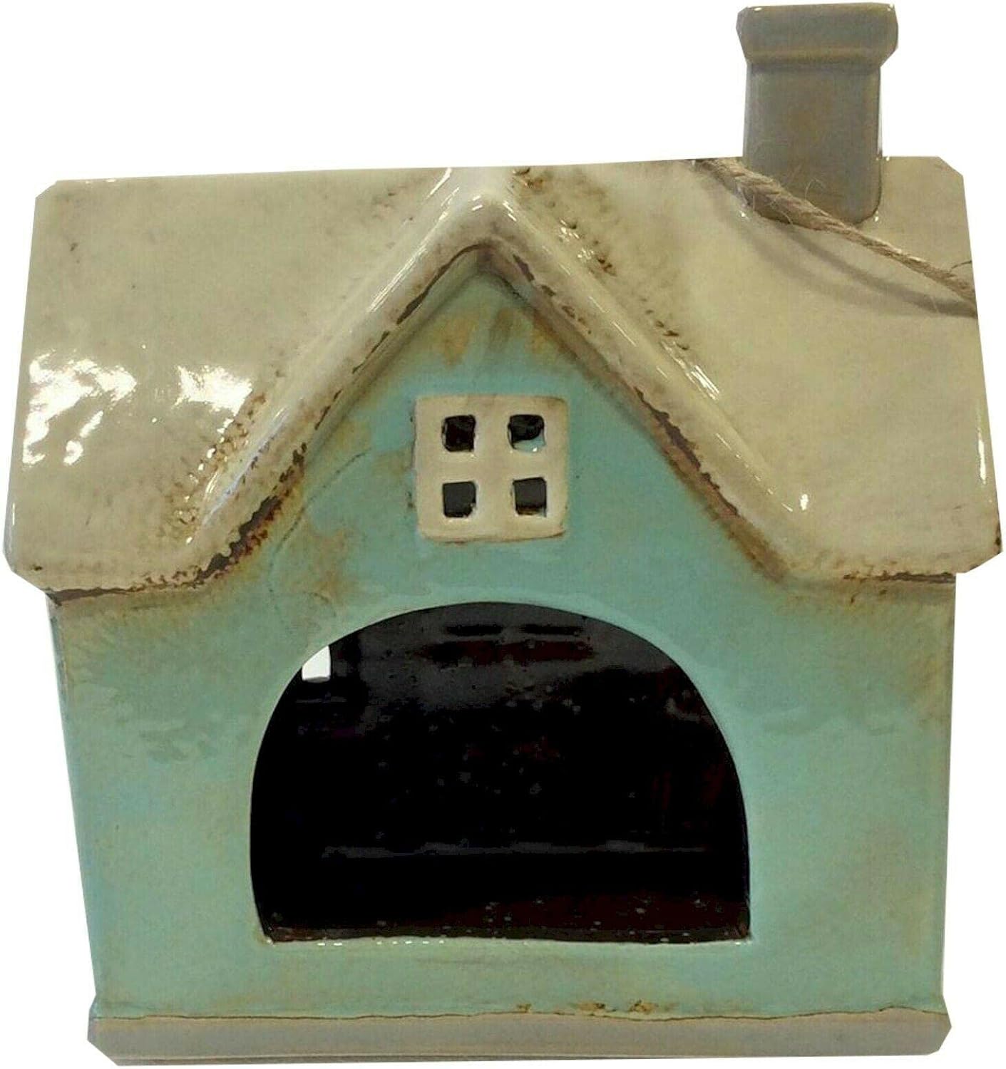 🏡 Village Pottery Medium Ceramic Tealight House – Duck Egg Blue Glazed Cottage Lantern