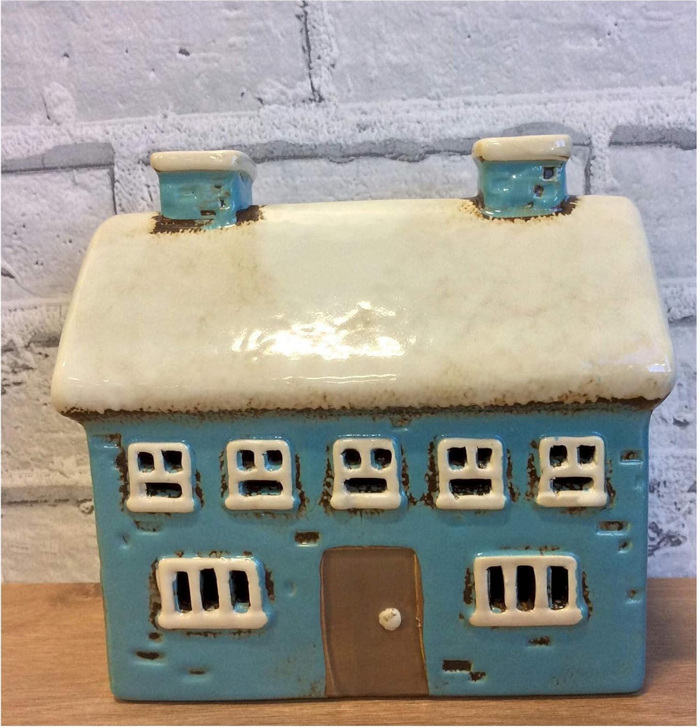 🕯️ Village Pottery Large House Tealight Holder – Glazed Ceramic Cottage Lantern