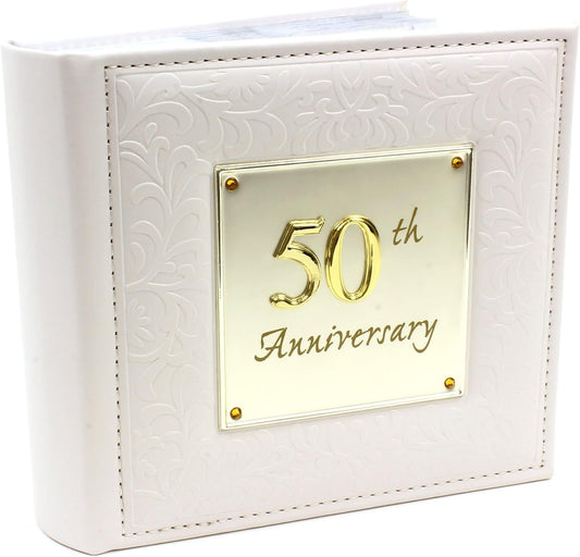 💛 50th Wedding Anniversary Photo Album – Gold Faux Leather Keepsake | Shudehill Giftware
