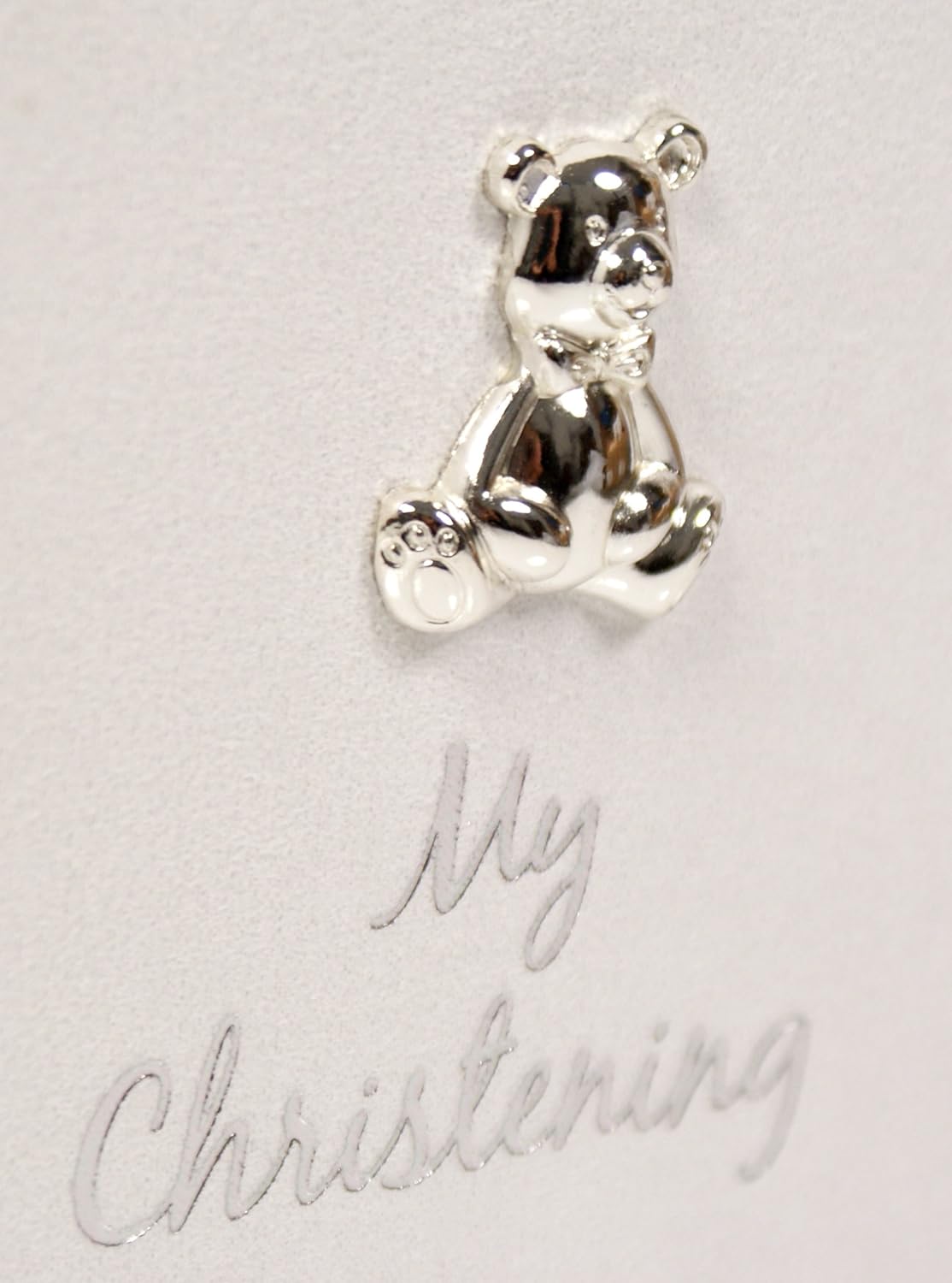 White Suede “My Christening” Photo Album with Silver Teddy – Shudehill 79510