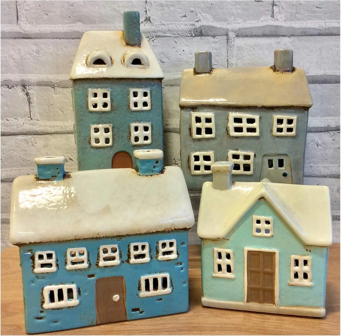🕯️ Village Pottery Large House Tealight Holder – Glazed Ceramic Cottage Lantern