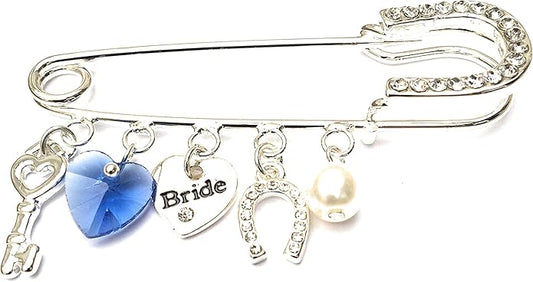 Equilibrium Silver-Plated Bridal Pin – "Something Old, New, Borrowed, Blue" Keepsake